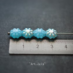 Fleurs de cactus bleu glacier 9mm X20 Perles verre tchèque opalescent