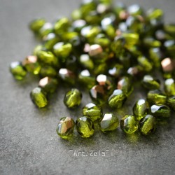 Facettes vert cuivre 4mm X50 Perles Verre Tchèque Premium