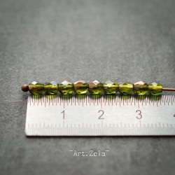 Facettes vert cuivre 4mm X50 Perles Verre Tchèque Premium