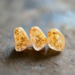 Cônes beige miel 12mm X6 Perles verre tchèque dépoli