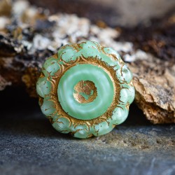 Tournesol turquoise 19mm X1 Perle verre tchèque opalescent