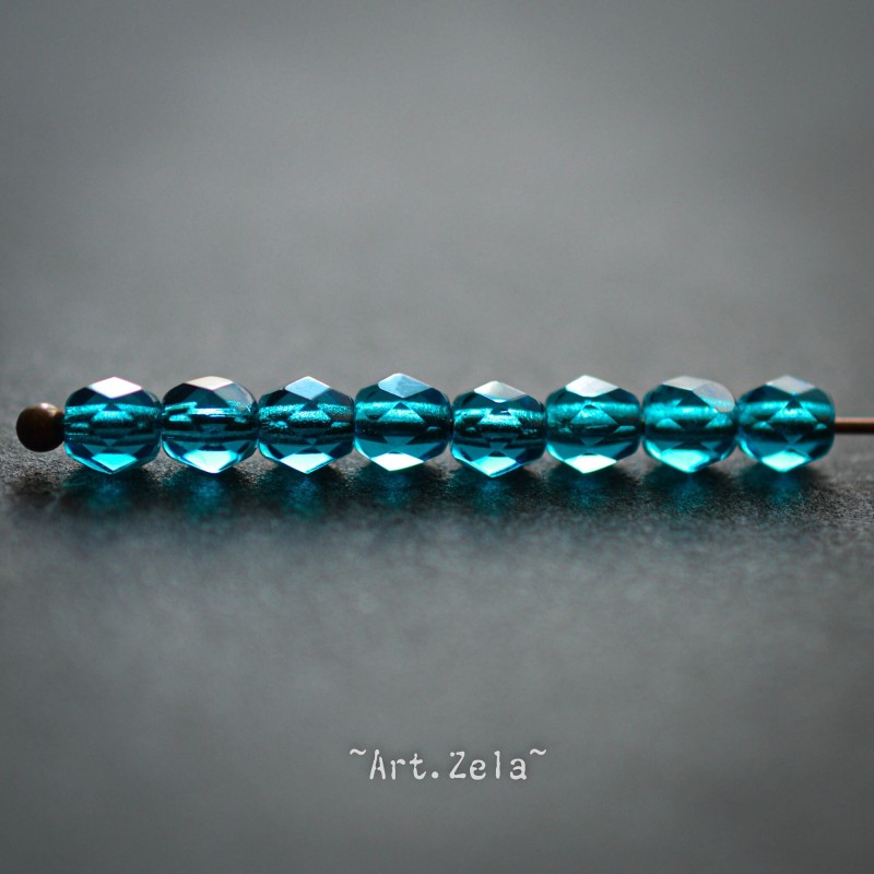 Facettes bleu pétrole 4mm X50 Perles verre tchèque premium