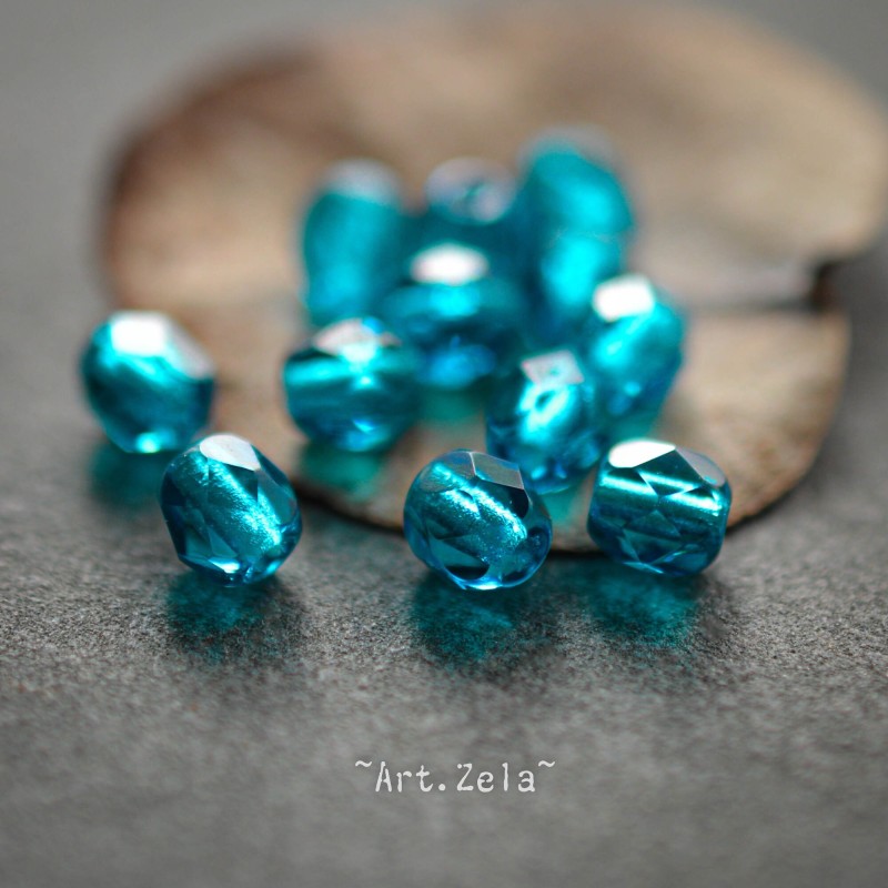 Facettes bleu pétrole 4mm X50 Perles verre tchèque premium