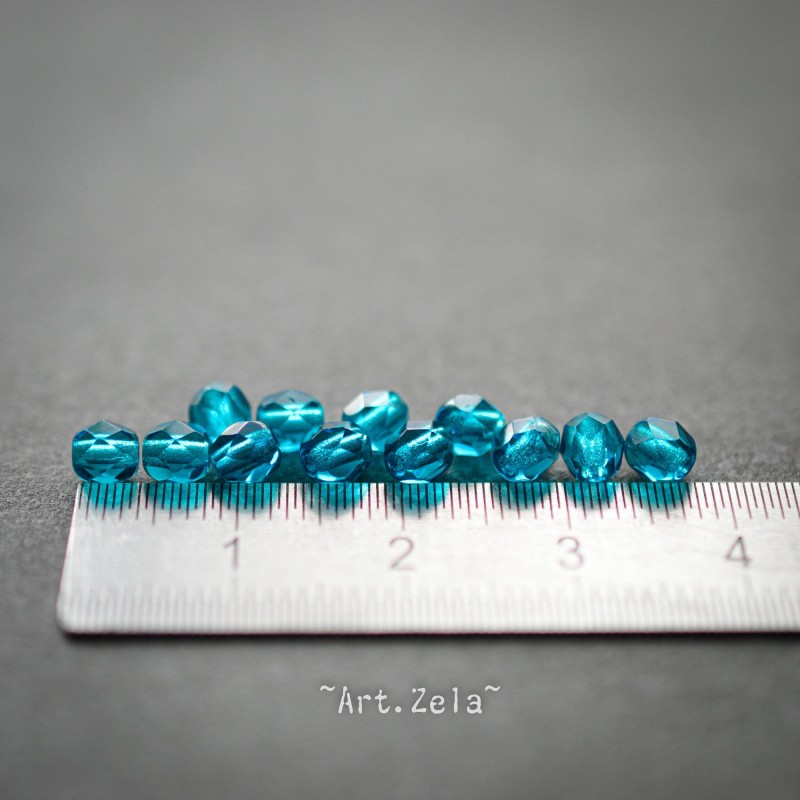 Facettes bleu pétrole 4mm X50 Perles verre tchèque premium