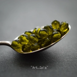 Facettes vert olivine mat 6mm X20 Perles verre tchèque transparent