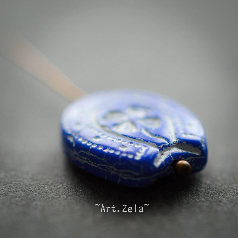 Perles fer à cheval 21mm X1 grande perle verre tchèque artisanal