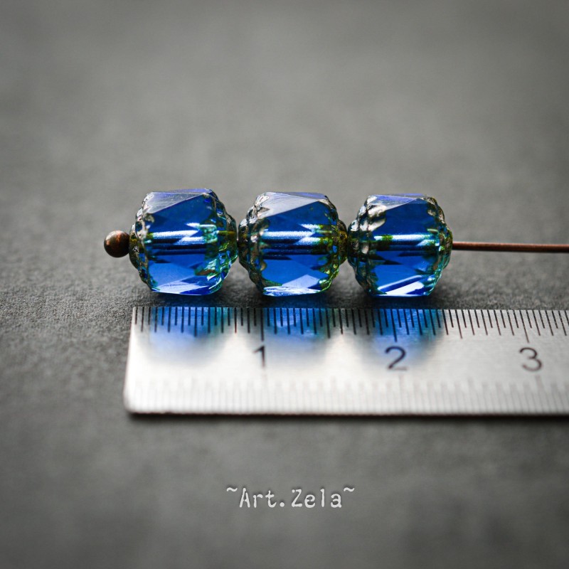 Cathédrales bleu saphir 8mm X6 Perles Verre Tchèque Premium