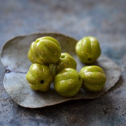 Melons chartreuse doré 8mm X10 Perles rondes verre tchèque opaque