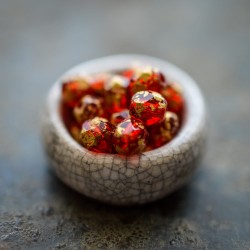 Facettes rouge rubis doré 4mm X50 Perles verre tchèque transparent