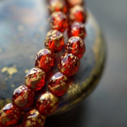 Facettes rouge rubis doré 4mm X50 Perles verre tchèque transparent