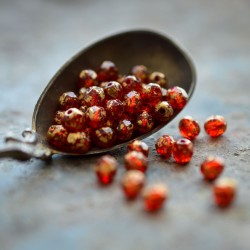 Facettes rouge rubis doré 4mm X50 Perles verre tchèque transparent