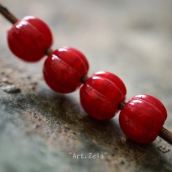 Melon rouge framboise 8mm X8 Perles verre tchèque à large trou