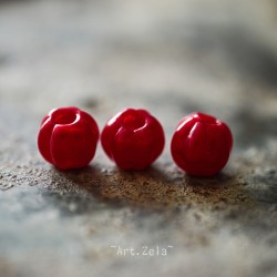 Melon rouge framboise 8mm X8 Perles verre tchèque à large trou