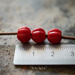 Melon rouge framboise 8mm X8 Perles verre tchèque à large trou