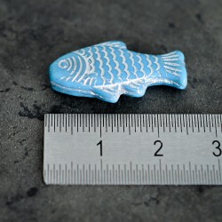 Poisson bleu argenté 25mm X4 Perles verre tchèque opaque