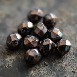 Facettes bronze Picasso 6mm X20 Perles verre tchèque métallisé