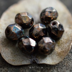 Facettes bronze Picasso 6mm X20 Perles verre tchèque métallisé