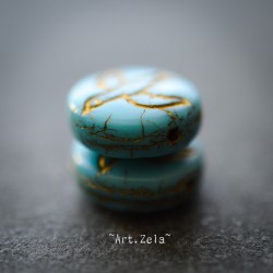 Silhouettes oiseaux turquoise doré 12mm X10 Perles verre tchèque