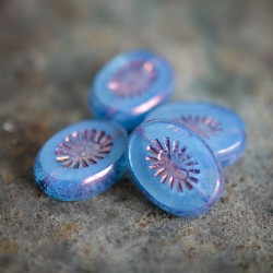 Perles kiwi bleu transparent 14mm X4 Perles verre tchèque