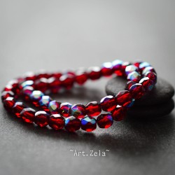 Facettes rouge garnet 4mm X40 Perles verre tchèque AB