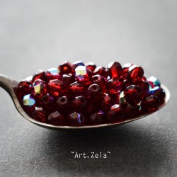 Facettes rouge garnet 4mm X40 Perles verre tchèque AB