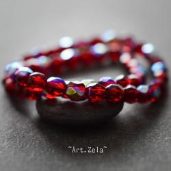 Facettes rouge garnet 4mm X40 Perles verre tchèque AB