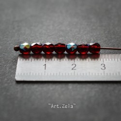 Facettes rouge garnet 4mm X40 Perles verre tchèque AB