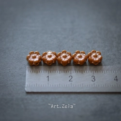 Fleurs hawaïennes caramel cuivré 6mm  X25 Perles verre tchèque opaque