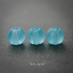 Melons bleu caraïbes 8mm X10 Perles verre tchèque dépoli