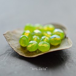 Facettes citron vert 4mm X40 Perles verre tchèque opalescent