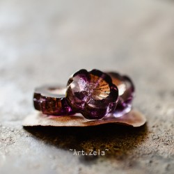 Fleur hawaïennes pourpre 14mm X4 Perles verre tchèque transparent