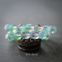 Facettes turquoise clair 6mm X15 Perles verre tchèque transparent