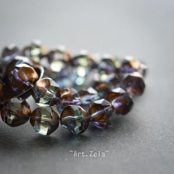 Perles baroques vert clair bronze 8mm X6 Perles verre tchèque premium