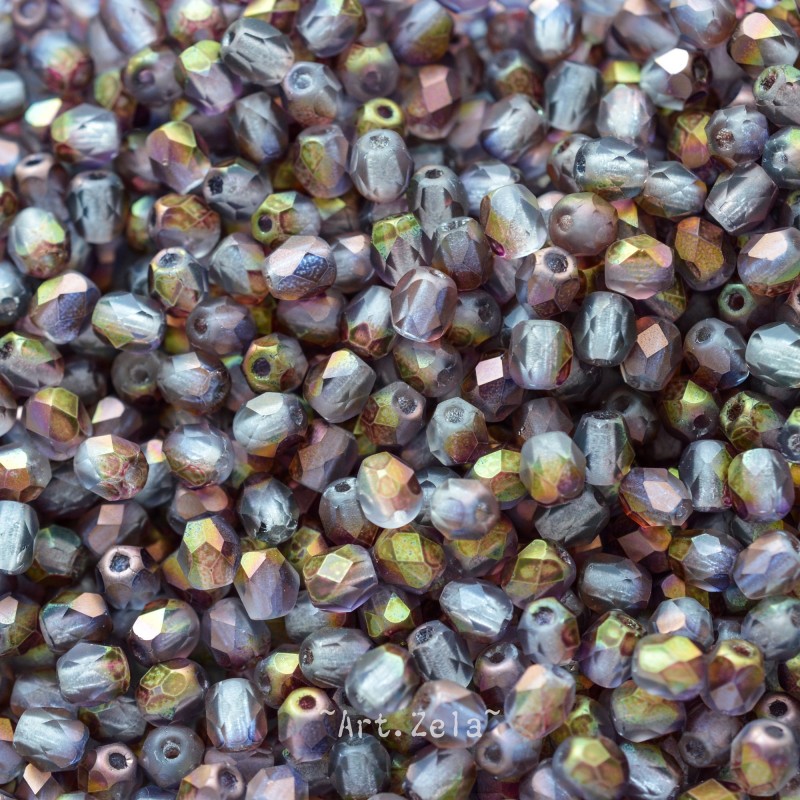 Facettes prune cuivre 4mm X50 Perles verre tchèque premium