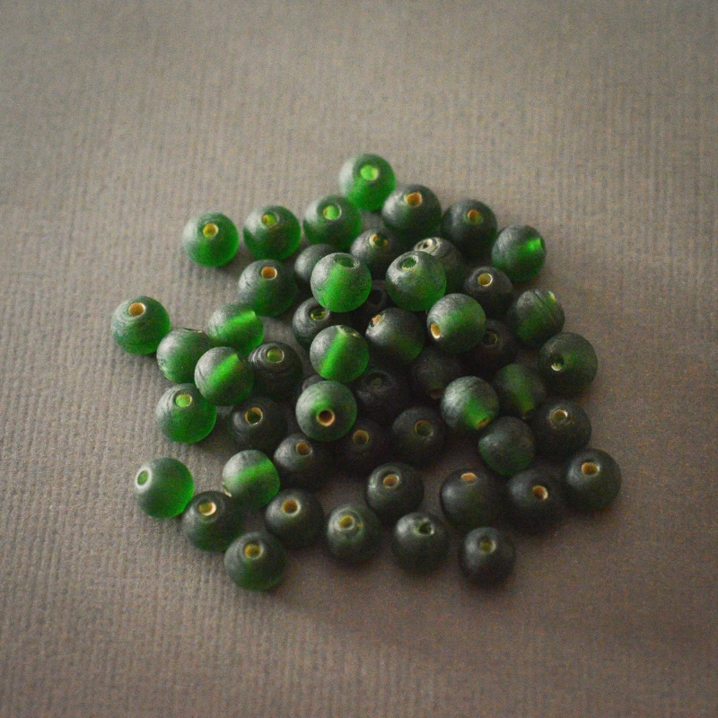 Perles rondes vertes au verre dépoli 7mm X20 Perles artisanales indiennes