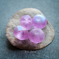 Rondelles lilas AB 8x6mm X10 Perles verre tchèque mat