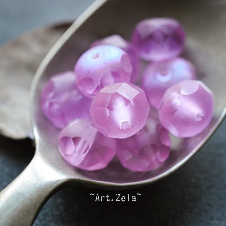 Rondelles lilas AB 8x6mm X10 Perles verre tchèque mat