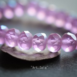 Rondelles lilas AB 8x6mm X10 Perles verre tchèque mat