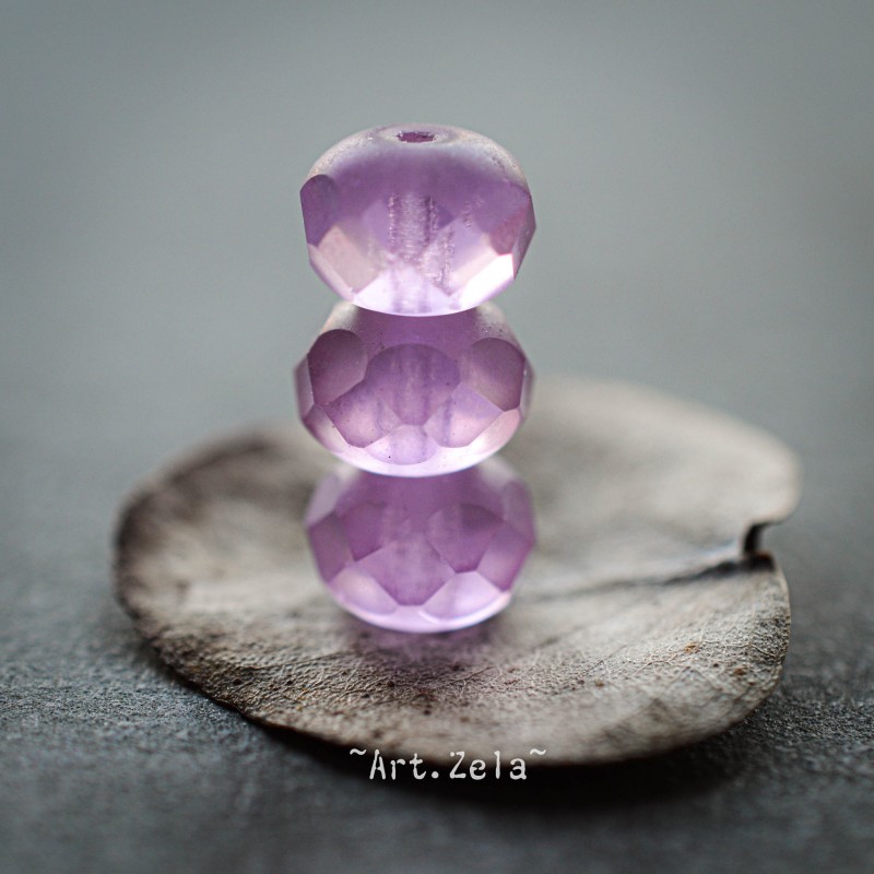 Rondelles lilas AB 8x6mm X10 Perles verre tchèque mat