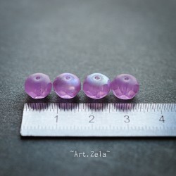 Rondelles lilas AB 8x6mm X10 Perles verre tchèque mat