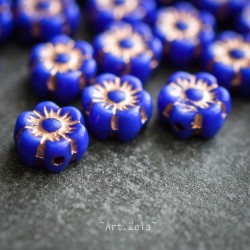 Perles hawaïennes indigo 6mm X20 Perles verre tchèque opaque