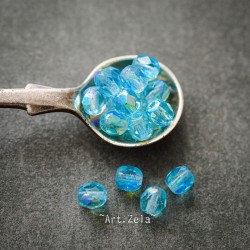 Facettes bleu pacifique 5mm X30 Perles verre tchèque transparent irisé