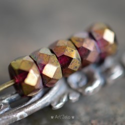 Rondelles intercalaires framboise 6mm X20 Perles Verre Tchèque