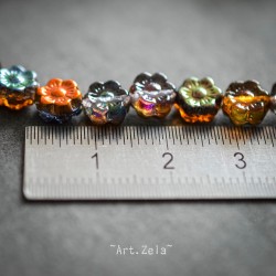 Fleurs hawaïennes multicolores 6mm X25 Perles verre tchèque métallisé