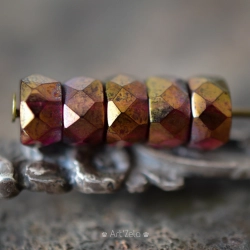 Rondelles intercalaires framboise 6mm X20 Perles Verre Tchèque