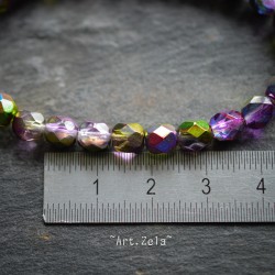 Facettes violet vert 6mm X20 Perles verre tchèque métallisé