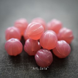 Melons roses opalescents 8mm X10 Perles Verre Tchèque