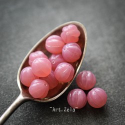 Melons roses opalescents 8mm X10 Perles Verre Tchèque