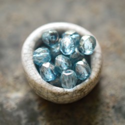 Facettes bleu doré 4mm X40 Perles verre tchèque transparent