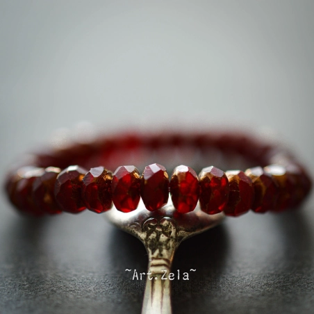 Mini rondelles rouges 5mm X30 Perles Verre Tchèque Facetté Mat
